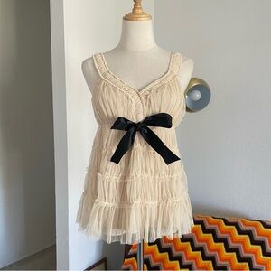 Lucky Brand Tiered Tulle Bow Tank Top Babydoll Dollcore